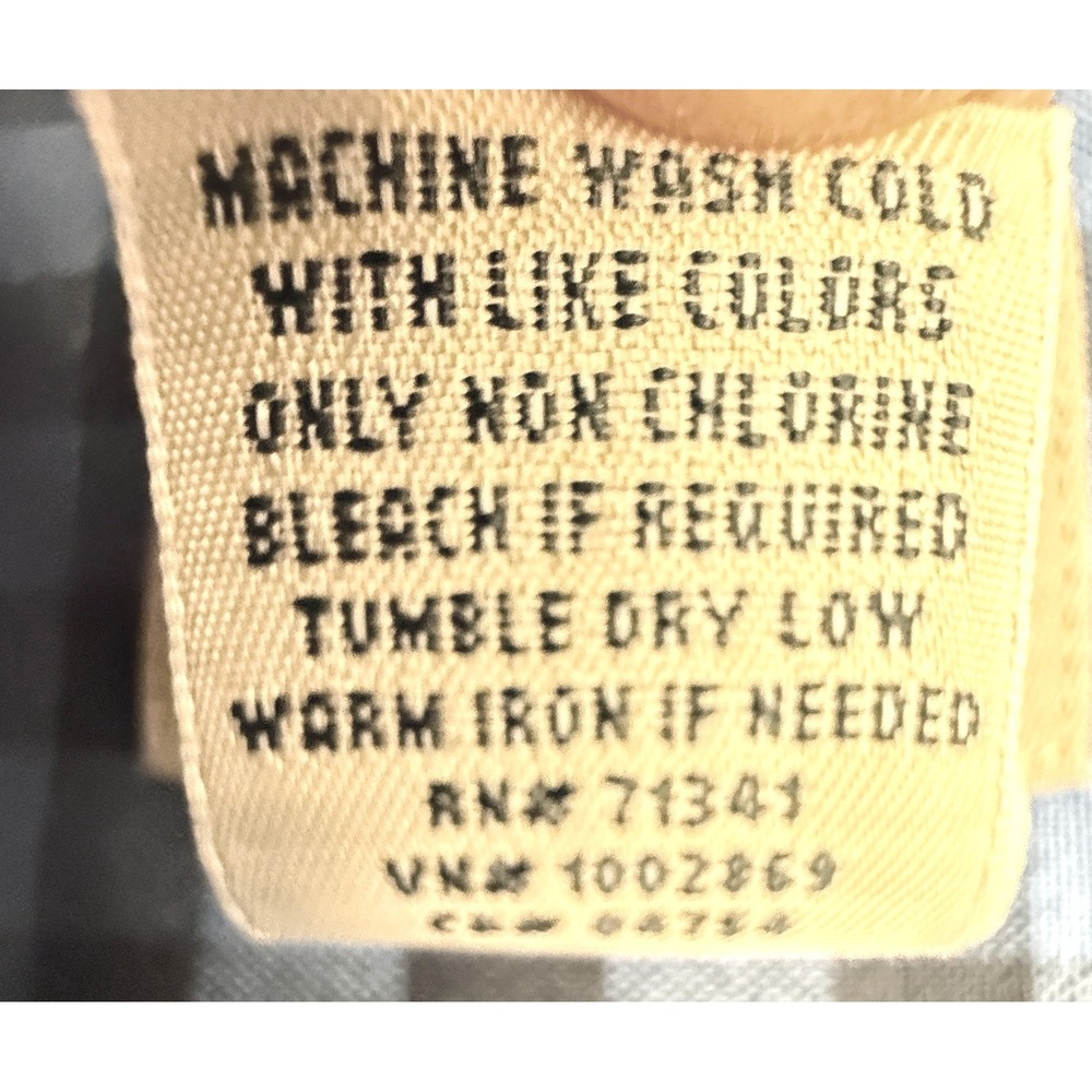 LL Bean Flannel Shirt Mens Large Tall Blue Black Gingham Cotton Button Down - Picture 3 of 10